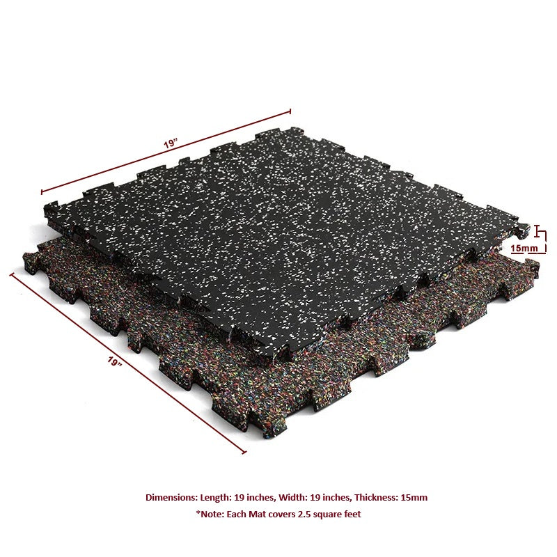 Interlocking Rubber Gym Floor Mat โ 15mm Thick (High-Density)