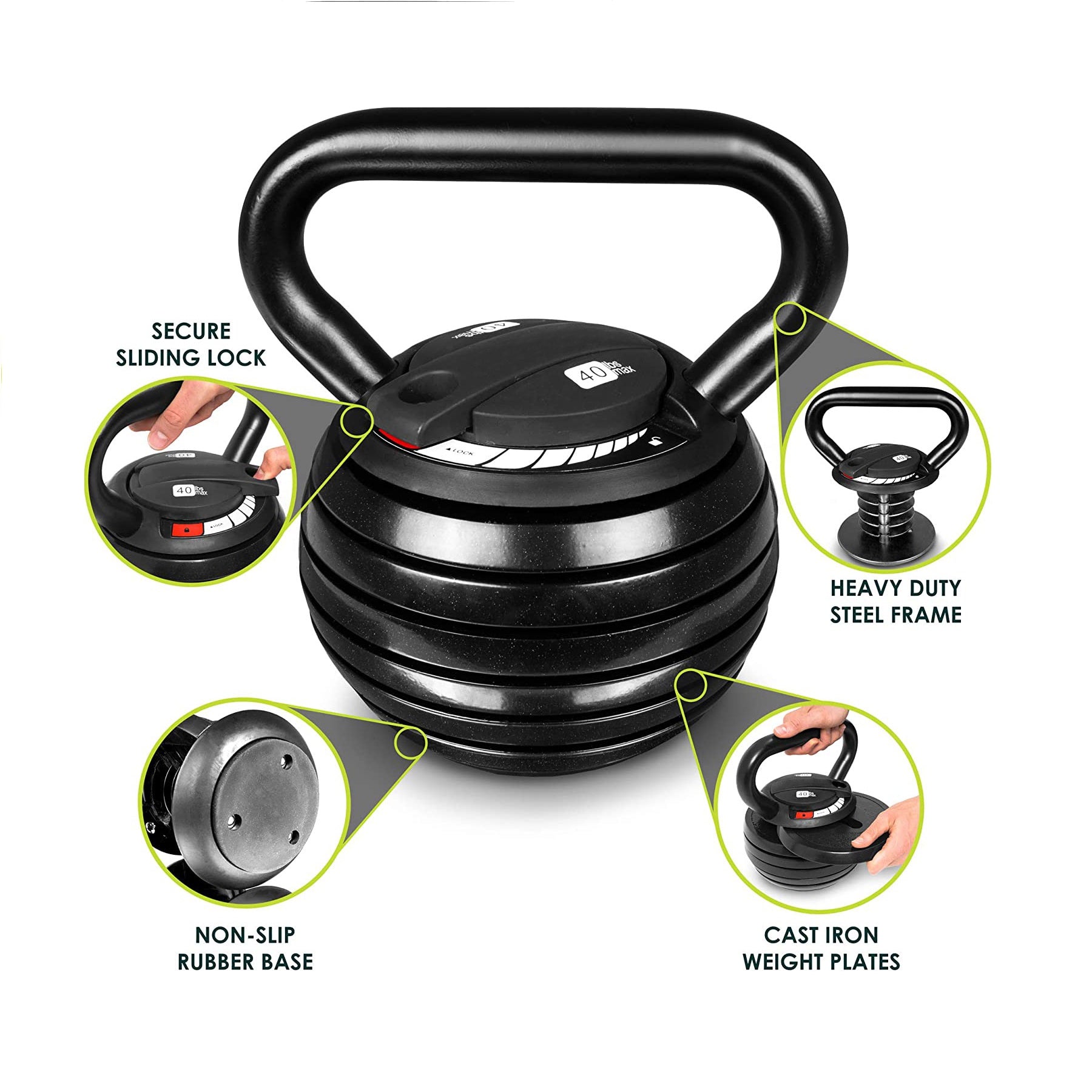 10 to 40lbs Adjustable Kettlebell