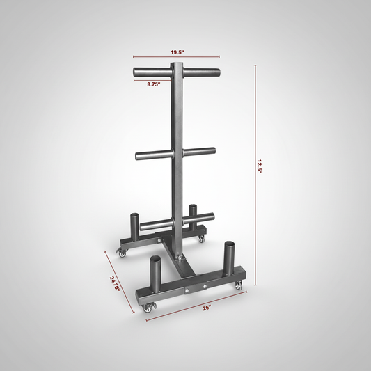 Weight plates and barbell rack or stand with dimensions