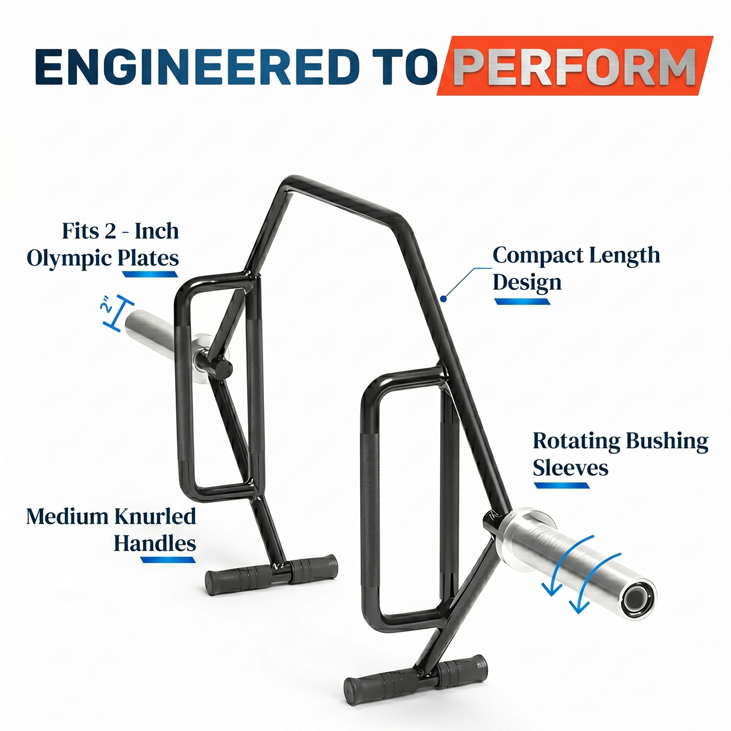 Premium Open Hex Trap Bar with Built-In Jacks