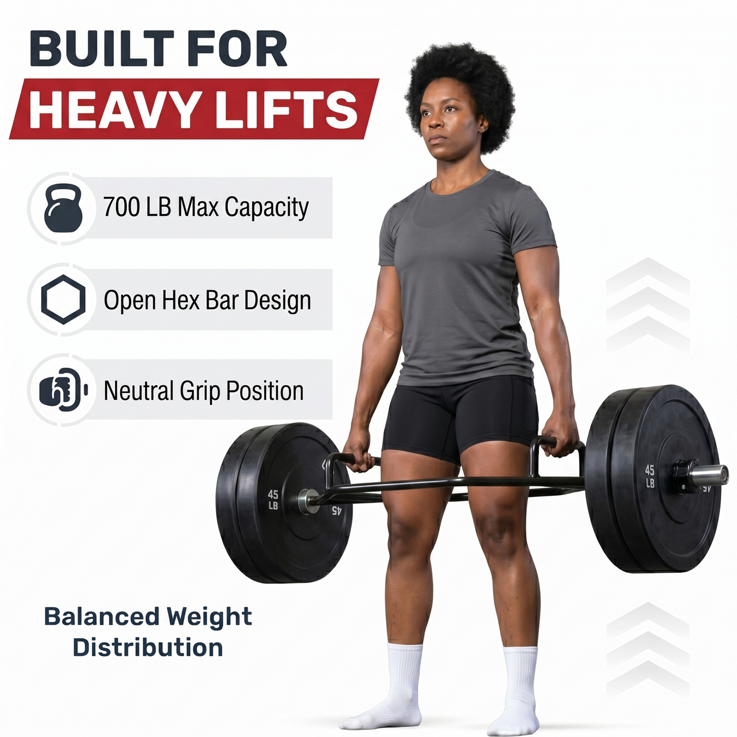 Premium Open Hex Trap Bar with Built-In Jacks