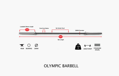 Premium Olympic Barbell – Built for Power, Precision and Performance - 1000lbs Weight Capacity