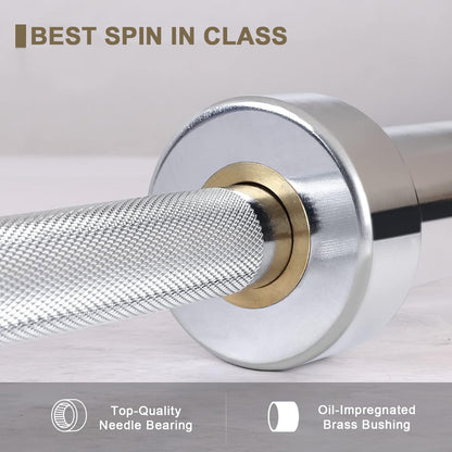 Premium 7ft Olympic 45LB Barbell - 1000lbs Weight Capacity - Chrome Shaft