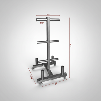 Weight plates and barbell rack or stand with dimensions