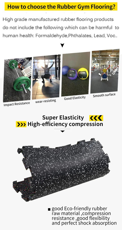 Interlocking Rubber Gym Mat - 19x19 inches, 15mm thick
